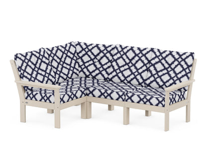 POLYWOOD® Vineyard 4-Piece Sectional in Sand / Trellis Navy