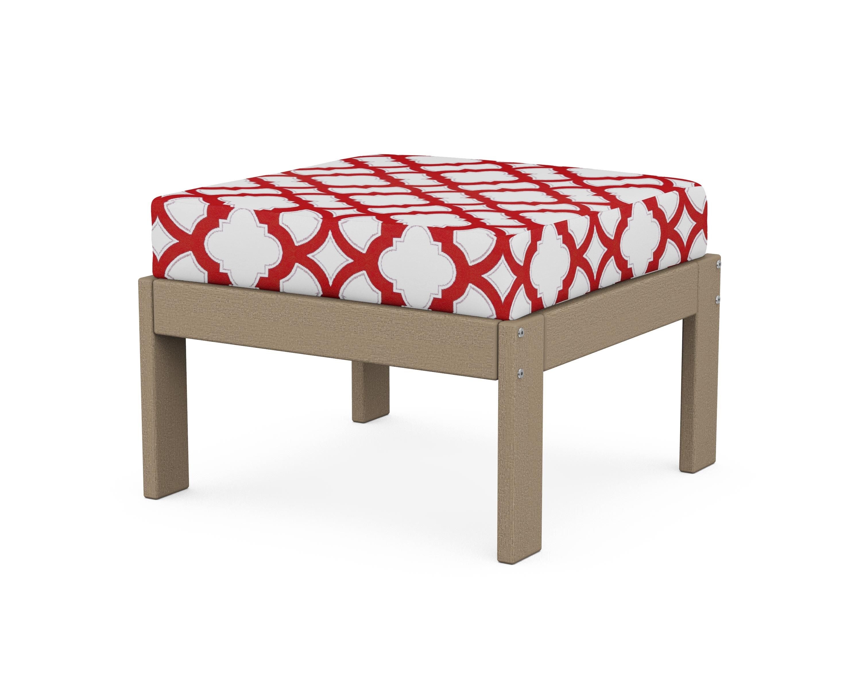 POLYWOOD® Vineyard Modular Ottoman in Vintage Sahara / Trellis Crimson