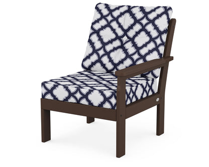 POLYWOOD® Vineyard Modular Right Arm Chair in Mahogany / Trellis Navy