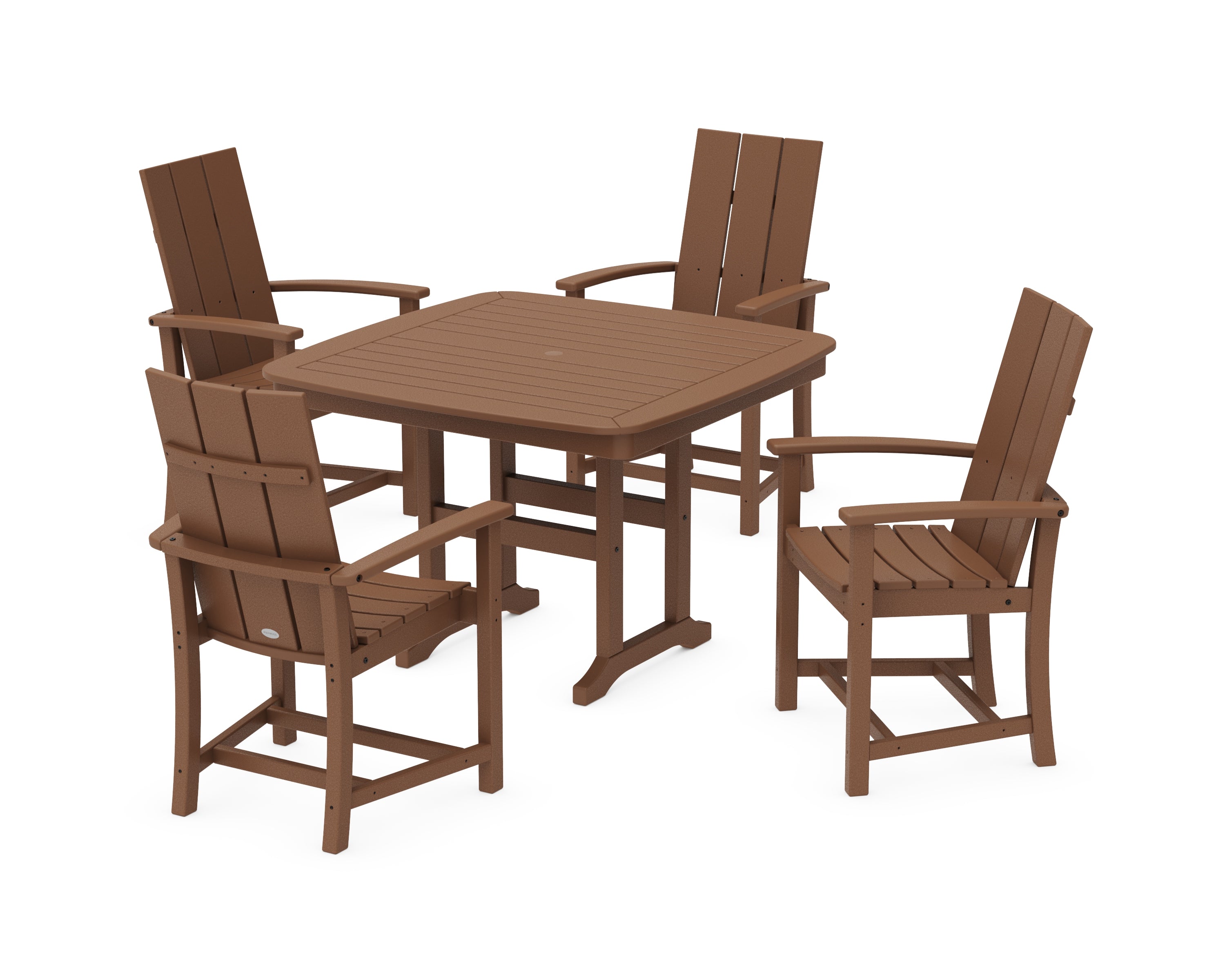 POLYWOOD® Modern Adirondack 5-Piece Dining Set with Trestle Legs in Teak