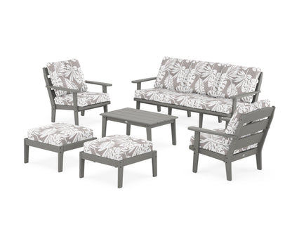 POLYWOOD® Lakeside 6-Piece Lounge Sofa Set in Slate Grey / Leaf Grey Mist