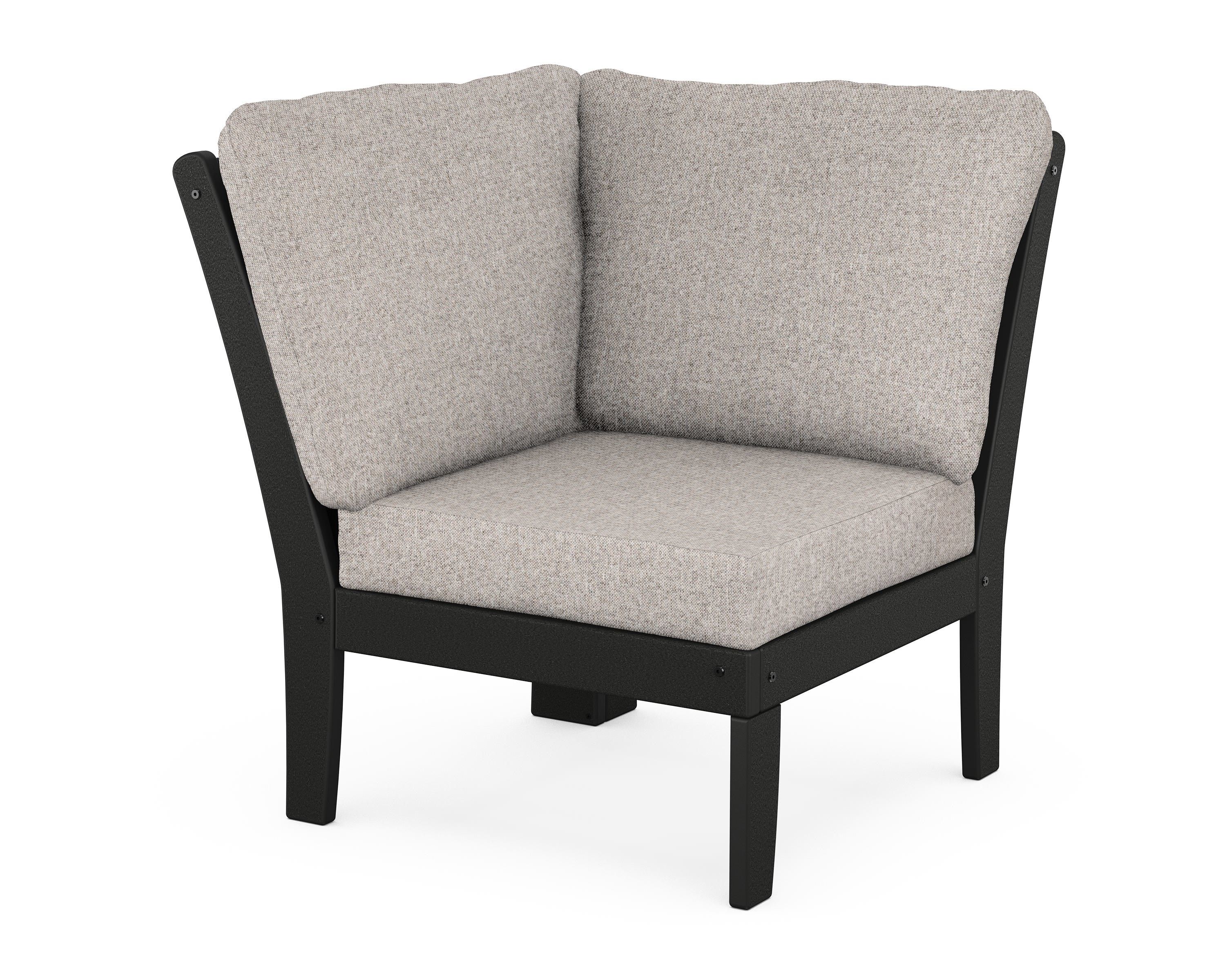 POLYWOOD® Braxton Modular Corner Chair in Black / Weathered Tweed