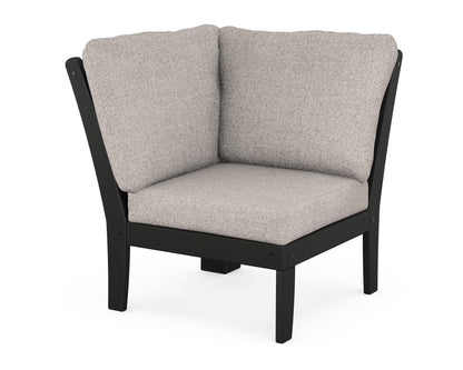 POLYWOOD® Braxton Modular Corner Chair in Black / Weathered Tweed