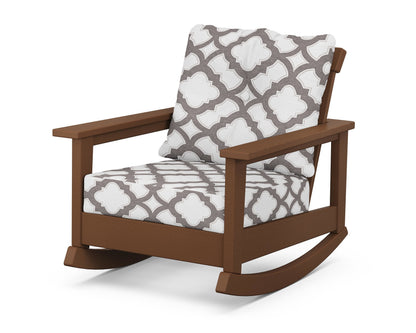 POLYWOOD® Prescott Deep Seating Rocking Chair in Teak / Trellis Grey Mist