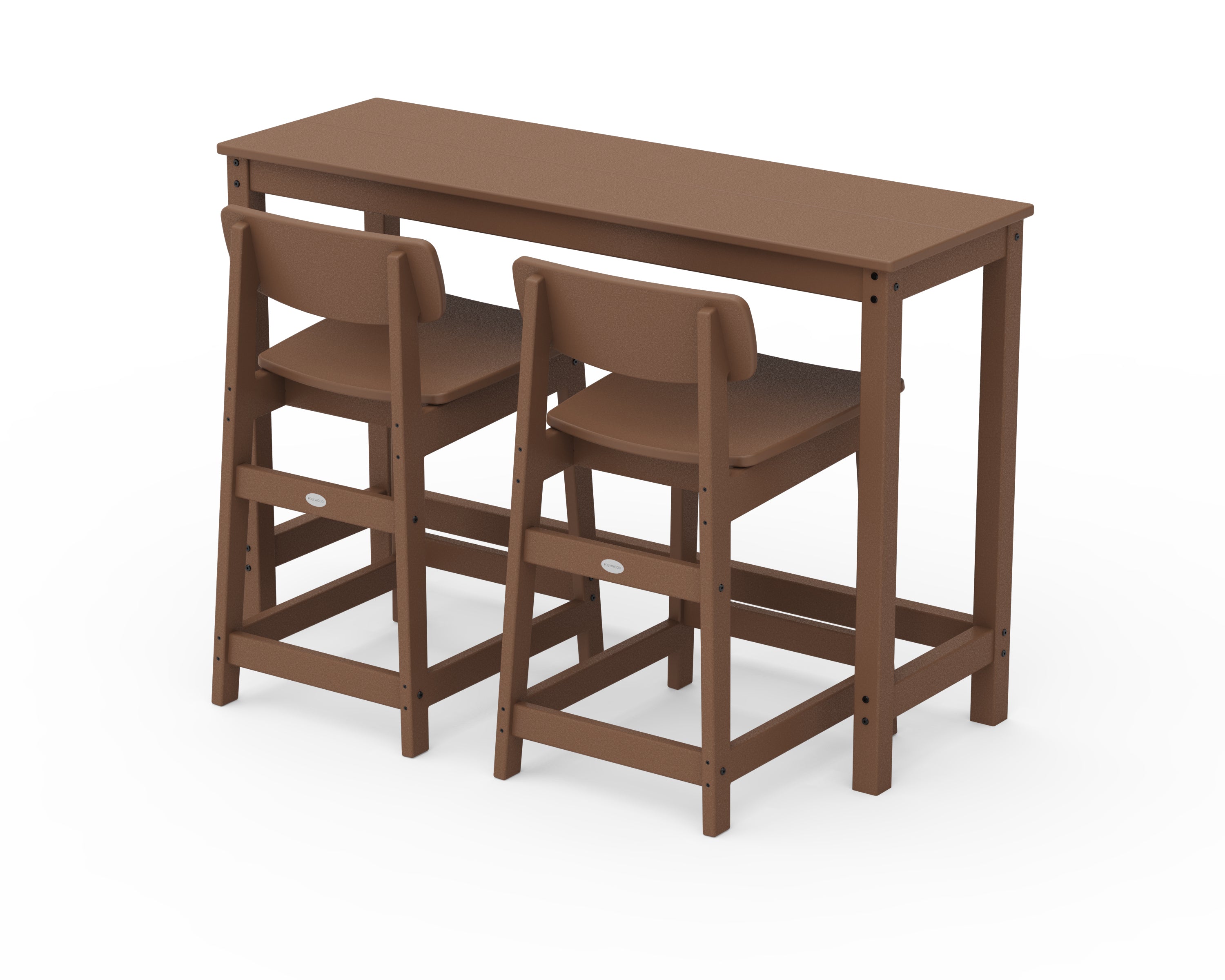 POLYWOOD® Modern Studio Urban Lowback Counter Chair 3-Piece Balcony Set in Teak