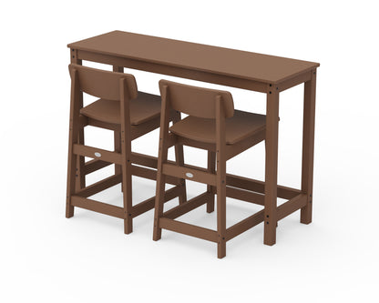 POLYWOOD® Modern Studio Urban Lowback Counter Chair 3-Piece Balcony Set in Teak