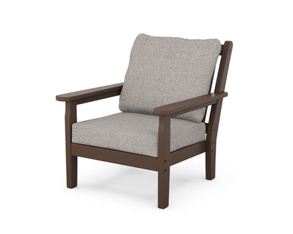 POLYWOOD® Chippendale Deep Seating Chair in Mahogany / Weathered Tweed