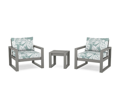 POLYWOOD® EDGE Sectional 3-Piece Deep Seating Set in Slate Grey / Leaf Glacier Spa