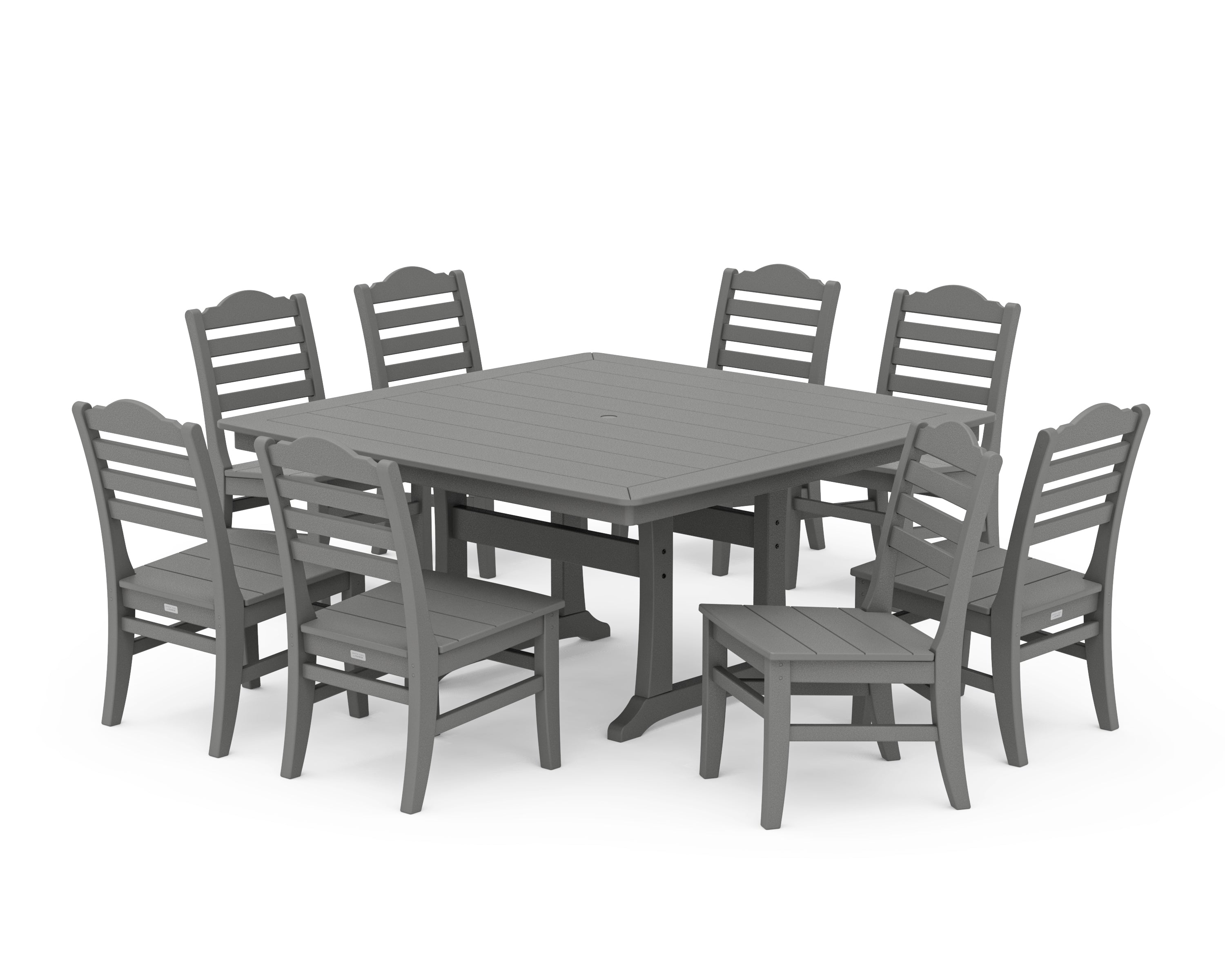 POLYWOOD® Savannah Side Chair 9-Piece Square Dining Set with Trestle Legs in Slate Grey