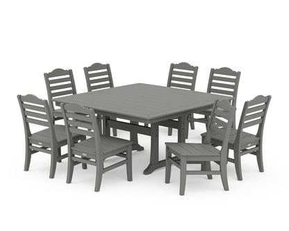 POLYWOOD® Savannah Side Chair 9-Piece Square Dining Set with Trestle Legs in Slate Grey