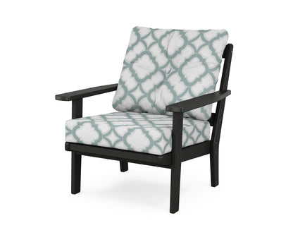 POLYWOOD® Oxford Deep Seating Chair in Black / Trellis Glacier Spa
