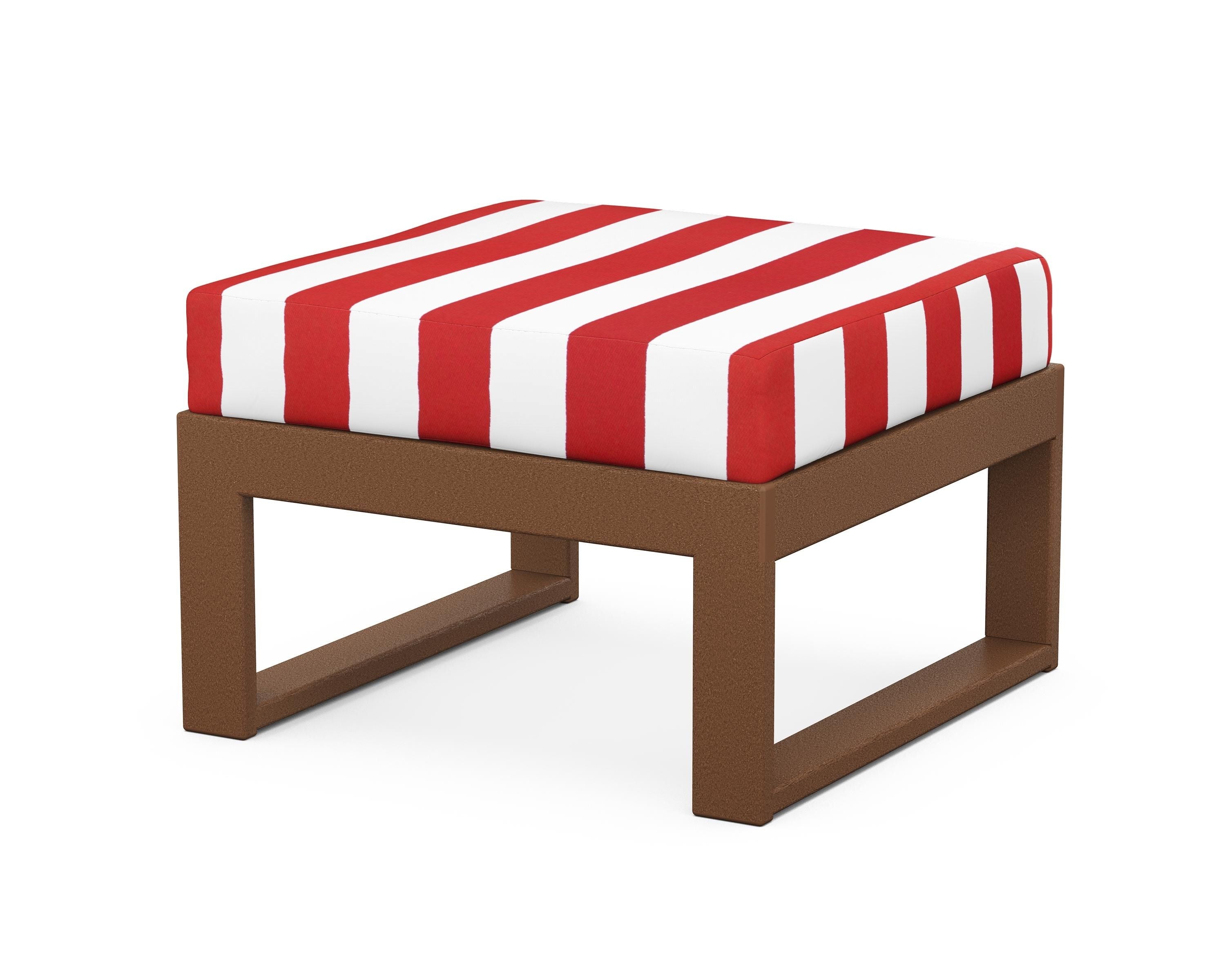 Unbranded Modular Ottoman - Modern in Teak / Cabana Stripe Crimson