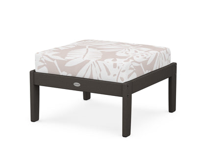 POLYWOOD® Braxton Deep Seating Ottoman in Vintage Coffee / Leaf Dune Burlap