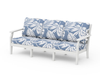 Draper James™ by  POLYWOOD® Savannah Deep Seating Sofa in White / Leaf Sky Blue