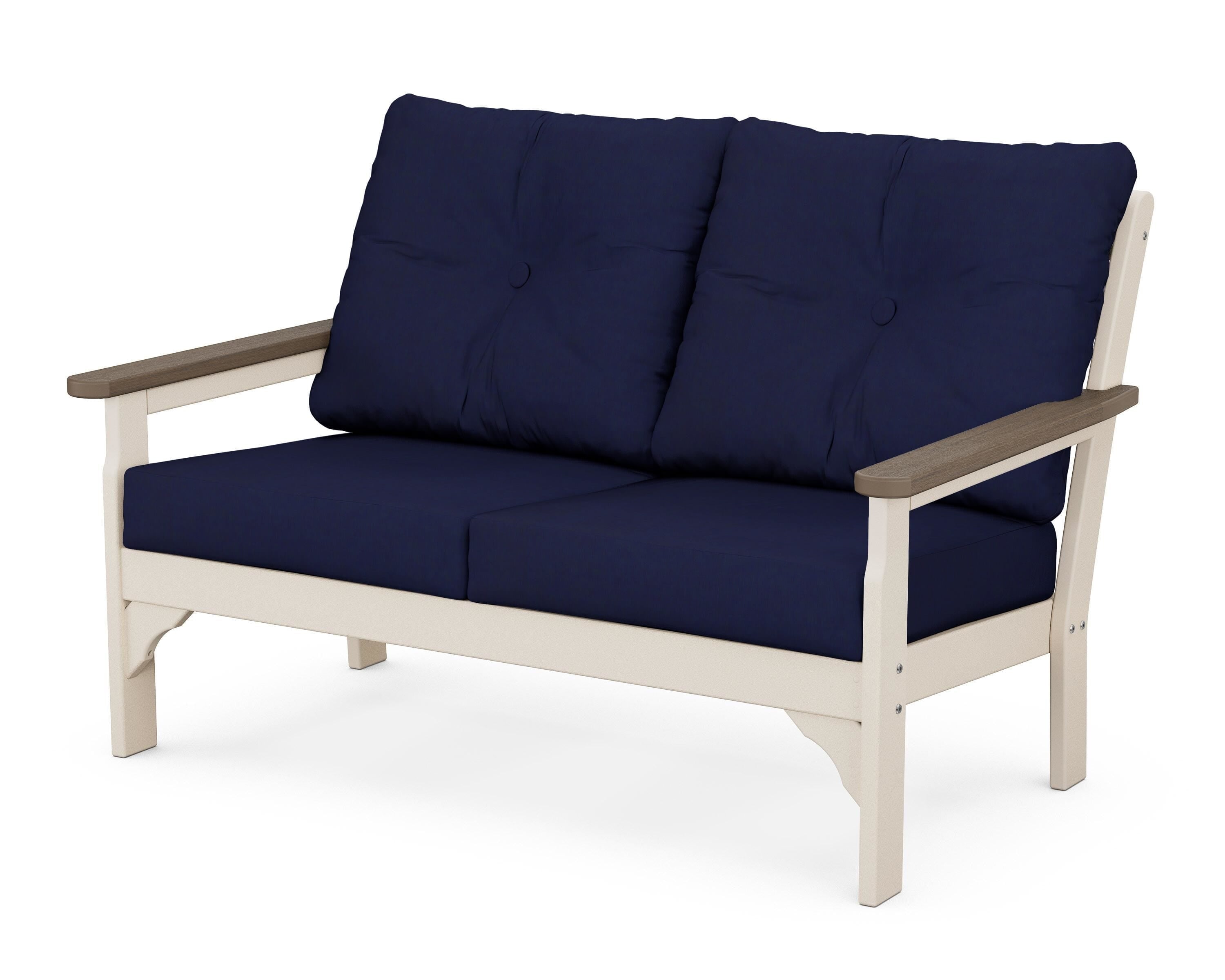 POLYWOOD® Vineyard Deep Seating Loveseat in Sand / Kona / Navy