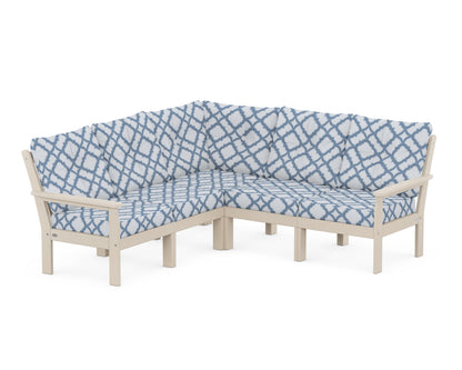 POLYWOOD® Vineyard 5-Piece Sectional in Sand / Trellis Sky Blue