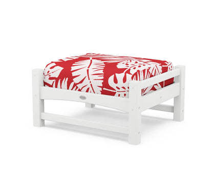 POLYWOOD® Club Ottoman in White / Leaf Crimson