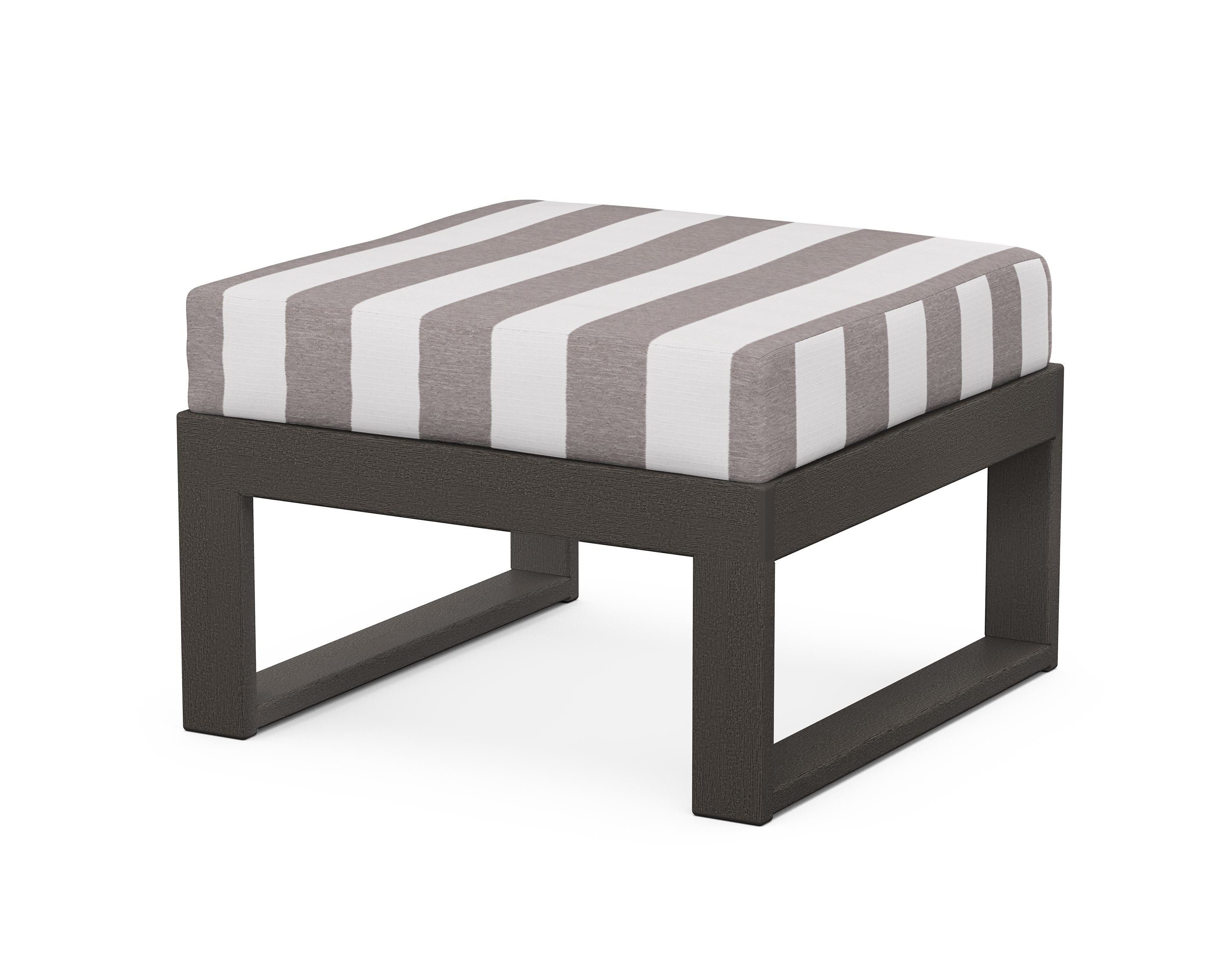 Unbranded Modular Ottoman - Modern in Vintage Coffee / Cabana Stripe Grey Mist