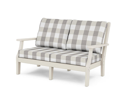 Country Living Wovendale Deep Seating Loveseat in Sand / Buffalo Plaid Grey Mist
