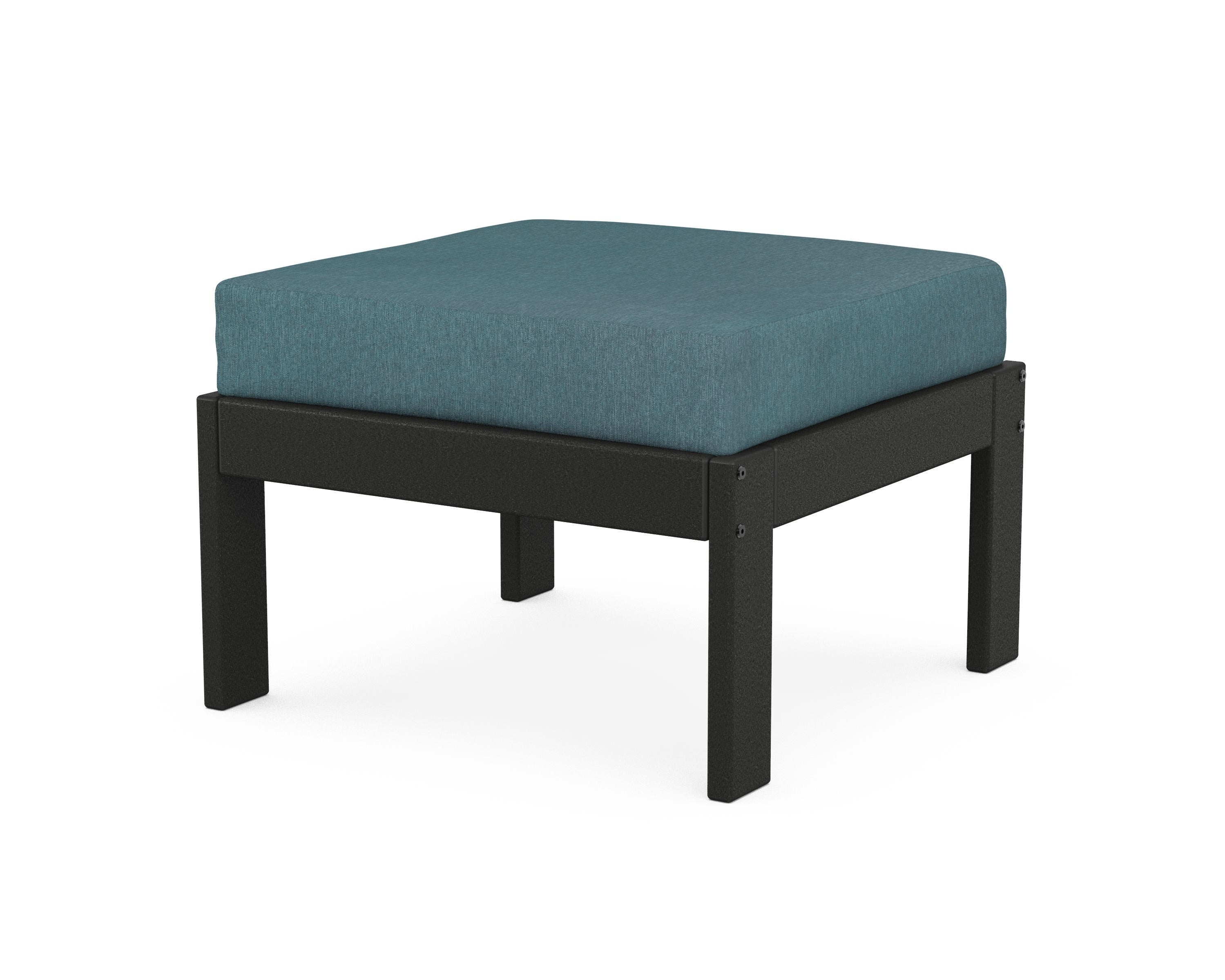 POLYWOOD® Vineyard Modular Ottoman in Black / Ocean Teal