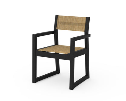 POLYWOOD® EDGE Sling Dining Arm Chair in Black / Burlap Sling