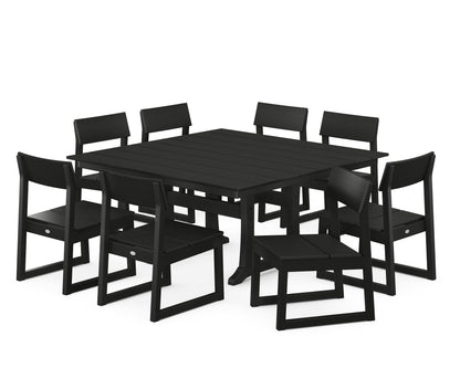POLYWOOD® EDGE 9-Piece Farmhouse Trestle Dining Set in Black