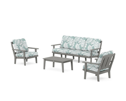 POLYWOOD® Mission 4-Piece Deep Seating Set with Sofa in Slate Grey / Leaf Glacier Spa
