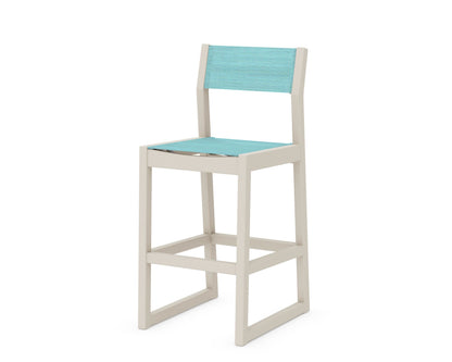 POLYWOOD® EDGE Sling Bar Side Chair in Sand / Dupioni Aquamarine Sling
