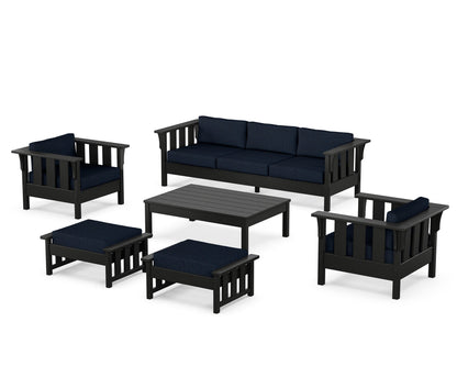 Martha Stewart by POLYWOOD® Acadia 6-Piece Lounge Sofa Set in Black / Marine Indigo