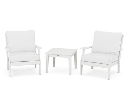 POLYWOOD® Braxton 3-Piece Deep Seating Set in White / Natural
