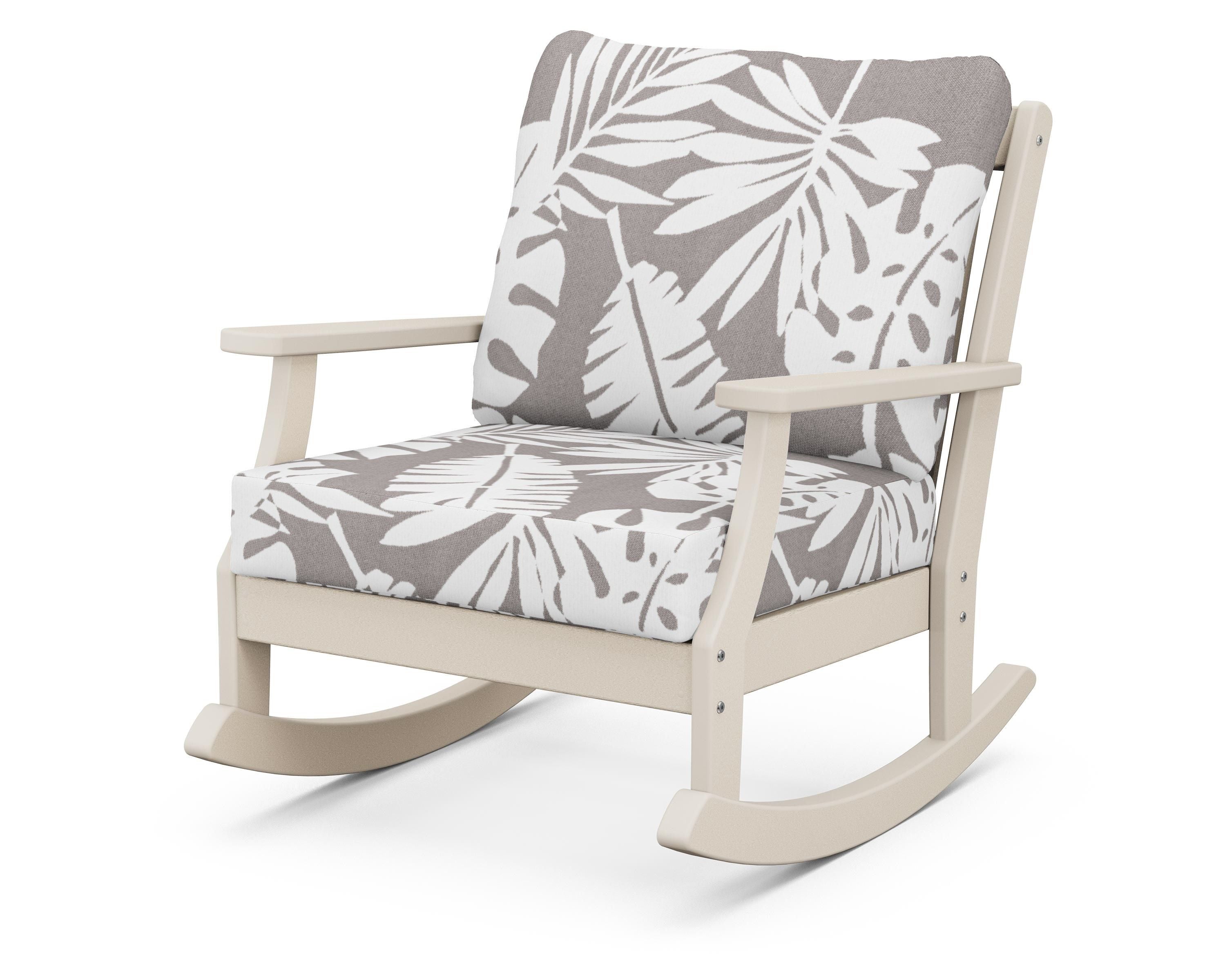 POLYWOOD® Braxton Deep Seating Rocking Chair in Sand / Leaf Grey Mist