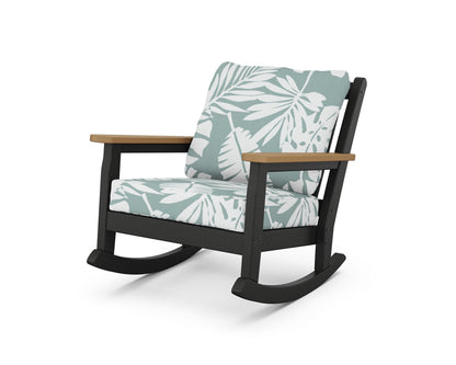 POLYWOOD® Chippendale Deep Seating Rocking Chair in Black / Natural / Leaf Glacier Spa