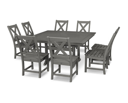 POLYWOOD® Braxton 9-Piece Nautical Trestle Dining Set in Slate Grey