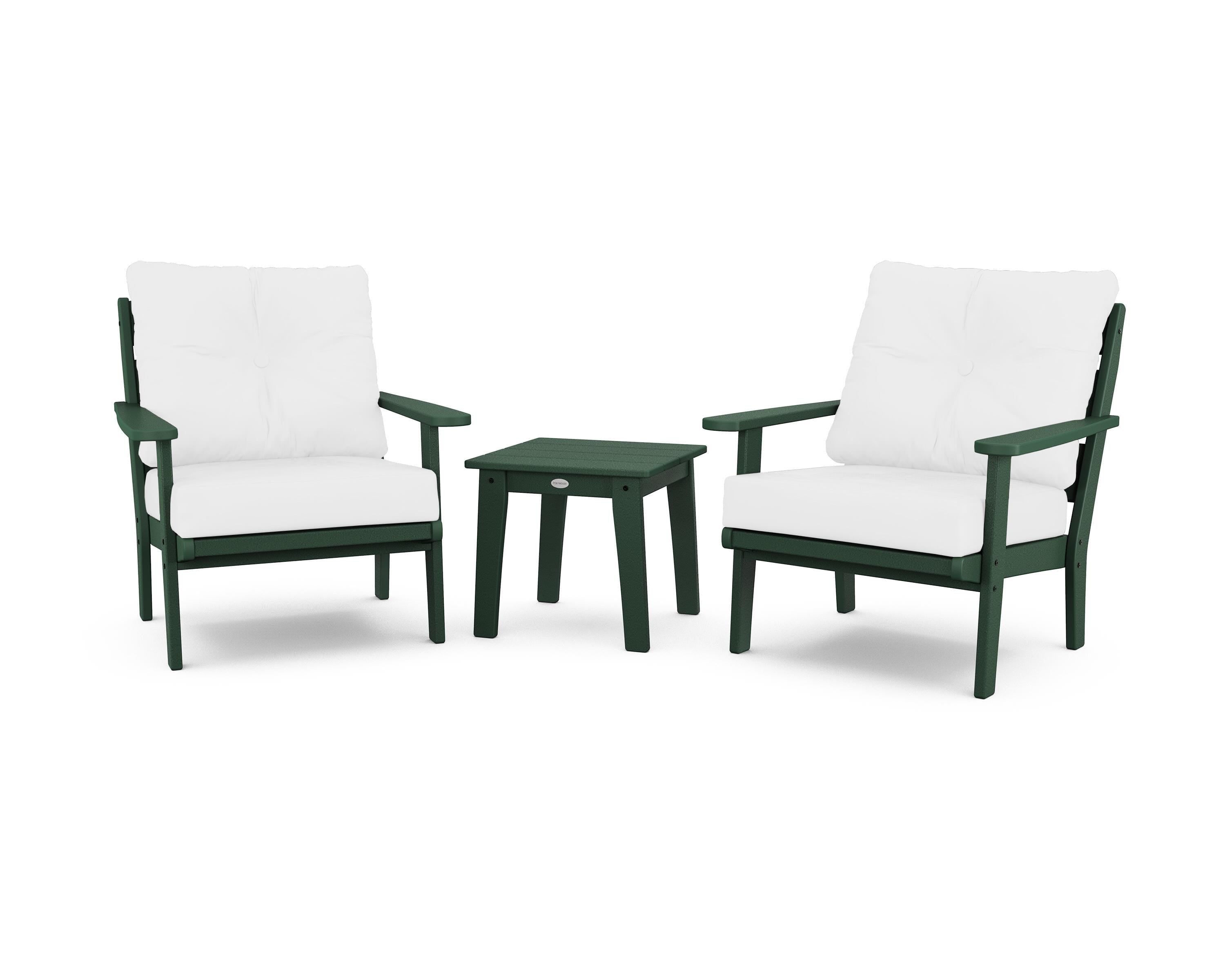 POLYWOOD® Lakeside 3-Piece Deep Seating Chair Set in Green / Natural