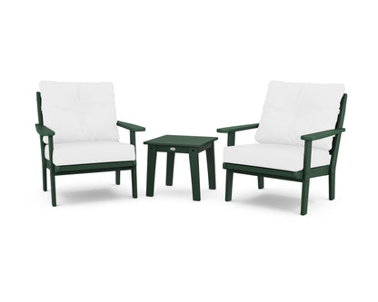 POLYWOOD® Lakeside 3-Piece Deep Seating Chair Set in Green / Natural