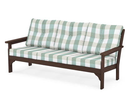POLYWOOD® Vineyard Deep Seating Sofa in Mahogany / Buffalo Plaid Glacier Spa