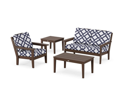 Country Living Wovendale 4-Piece Deep Seating Set in Mahogany / Trellis Navy
