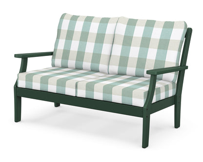 POLYWOOD® Braxton Deep Seating Loveseat in Green / Buffalo Plaid Glacier Spa