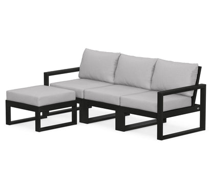 POLYWOOD® EDGE 4-Piece Modular Deep Seating Set with Ottoman in Black / Granite