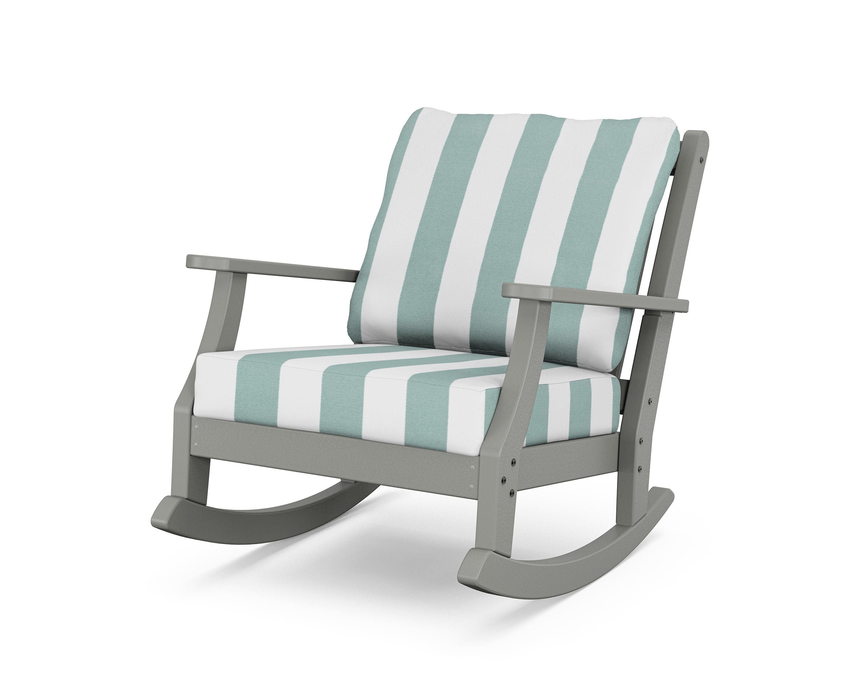 Country Living Wovendale Deep Seating Rocking Chair in Slate Grey / Cabana Stripe Glacier Spa