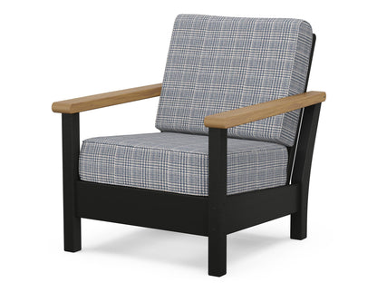 POLYWOOD® Harbour Deep Seating Chair in Black / Natural / Houndstooth Sky Blue