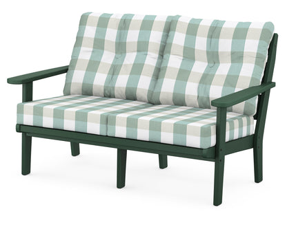 POLYWOOD® Lakeside Deep Seating Loveseat in Green / Buffalo Plaid Glacier Spa