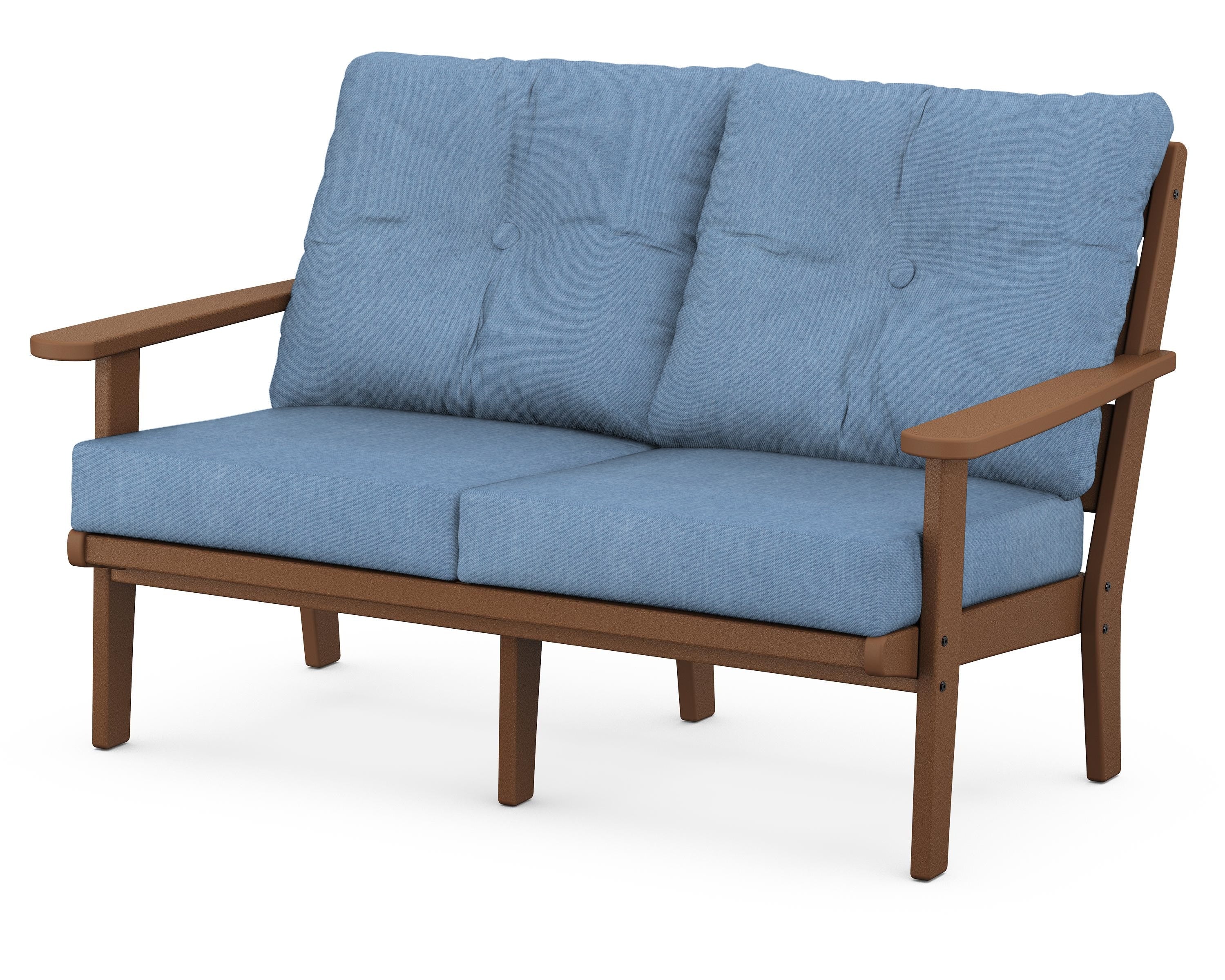 POLYWOOD® Lakeside Deep Seating Loveseat in Teak / Sky Blue