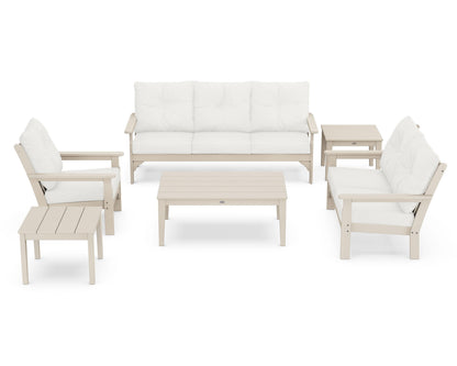 POLYWOOD® Vineyard 6-Piece Deep Seating Set in Sand / Natural Linen