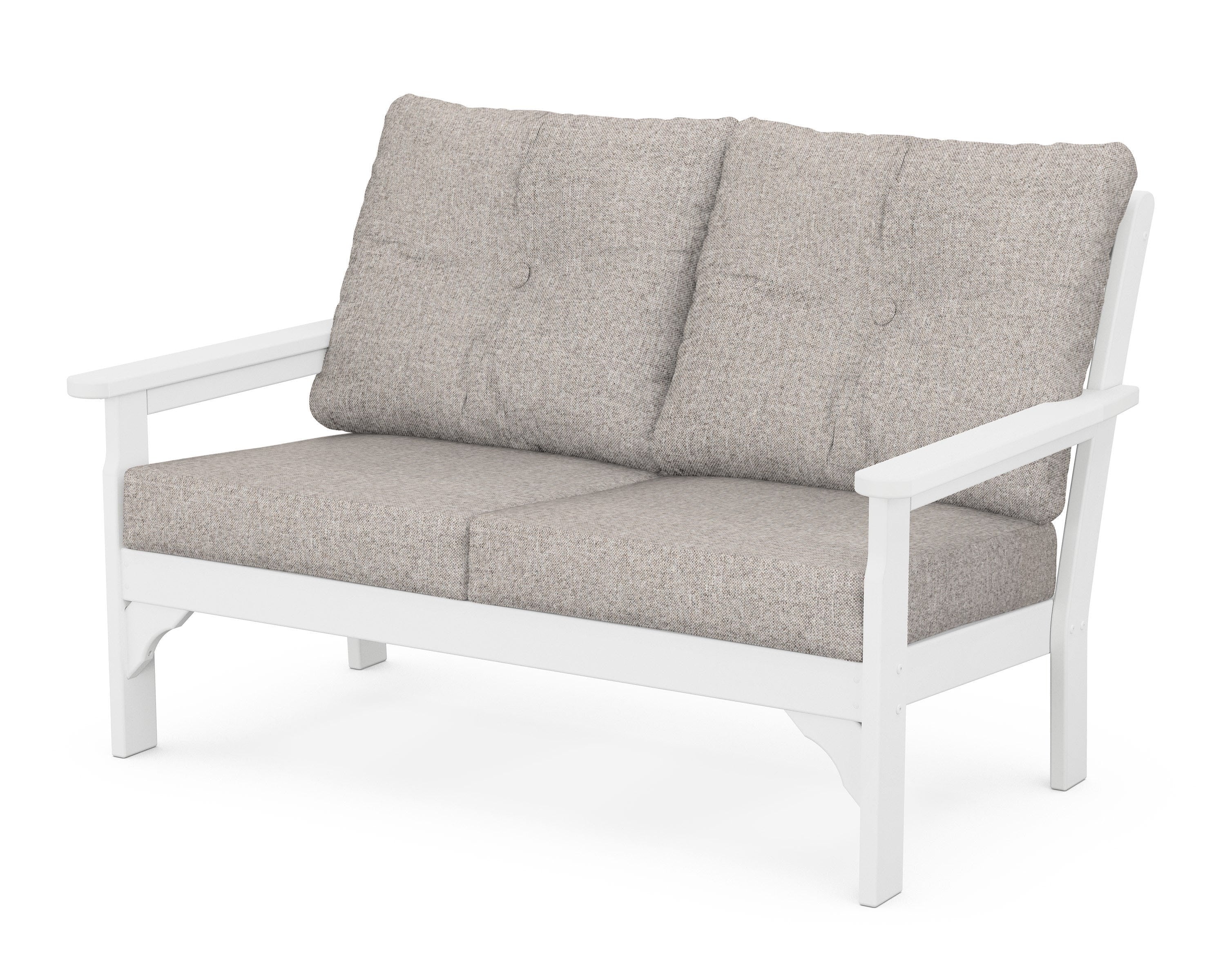 POLYWOOD® Vineyard Deep Seating Loveseat in White / Weathered Tweed