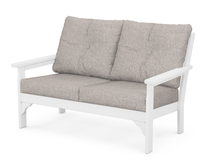 POLYWOOD® Vineyard Deep Seating Loveseat in White / Weathered Tweed