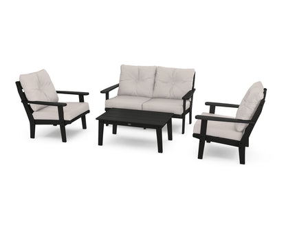 POLYWOOD® Lakeside 4-Piece Deep Seating Set in Black / Dune Burlap