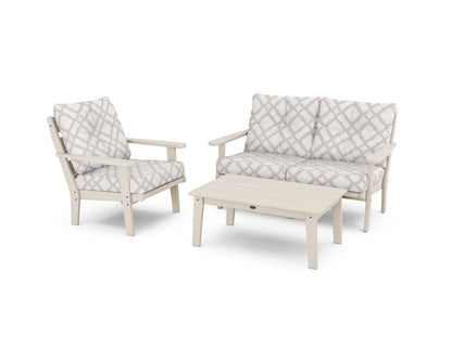 POLYWOOD® Lakeside 3-Piece Deep Seating Set in Sand / Trellis Dune Burlap
