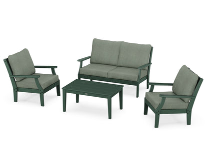 POLYWOOD® Braxton 4-Piece Deep Seating Chair Set in Green / Cast Sage