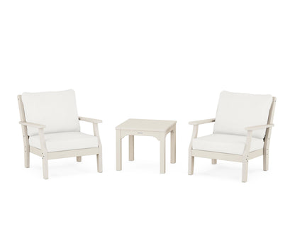 Martha Stewart by POLYWOOD® Chinoiserie 3-Piece Deep Seating Set in Sand / Natural Linen
